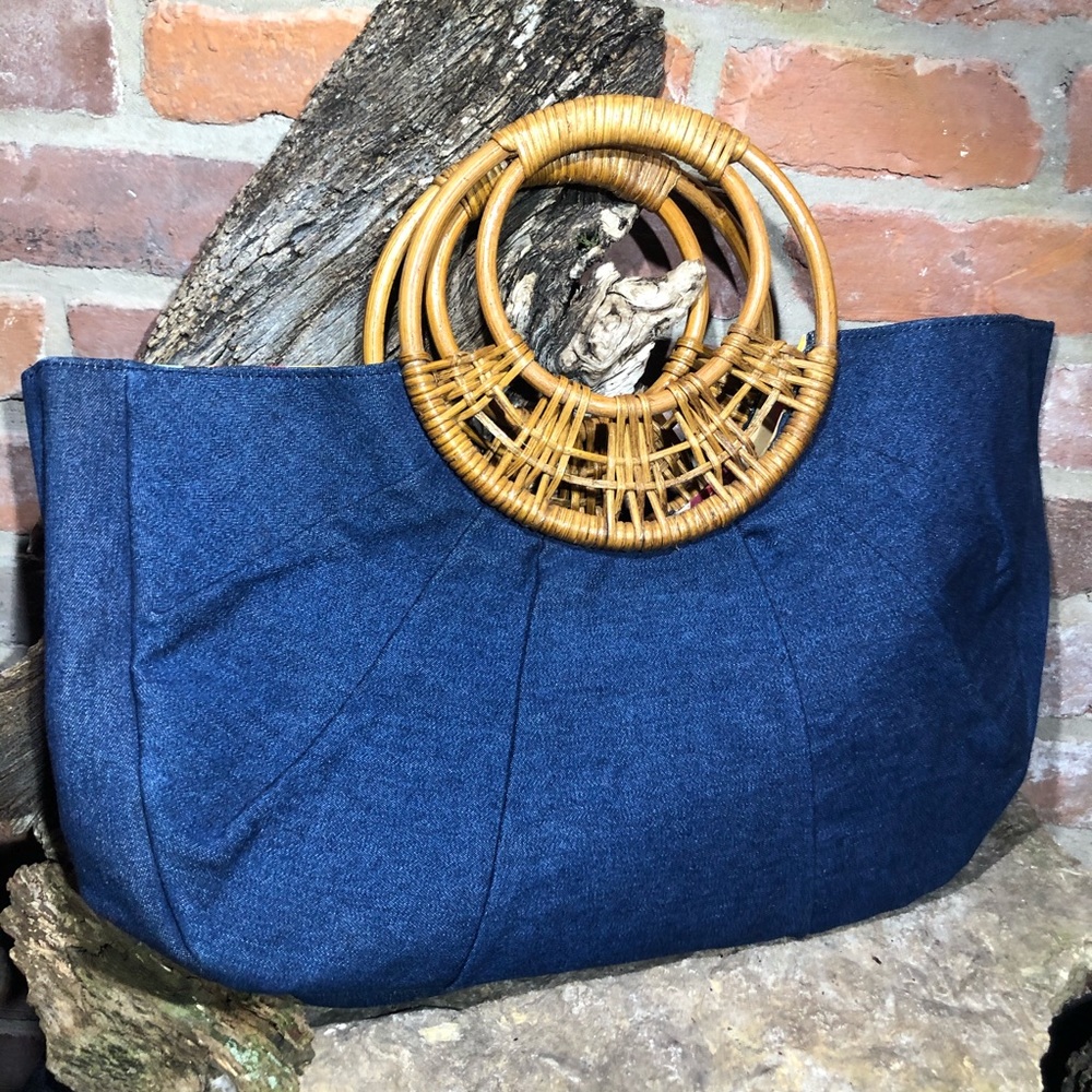 NEW Blue Jean Boho Tote w/ Double Ring Handles - Picture 3 of 9